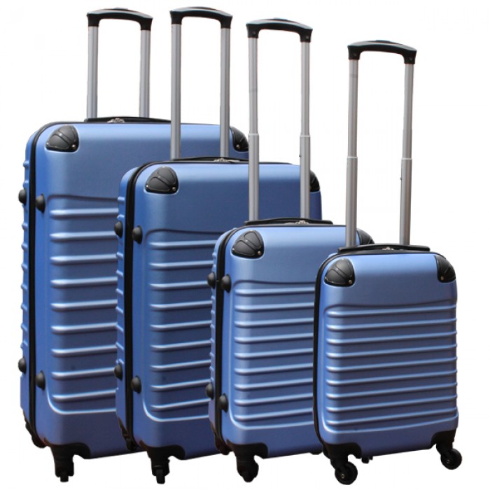 Travelerz kofferset 4 delig ABS - zwenkwielen - met cijferslot - licht blauw