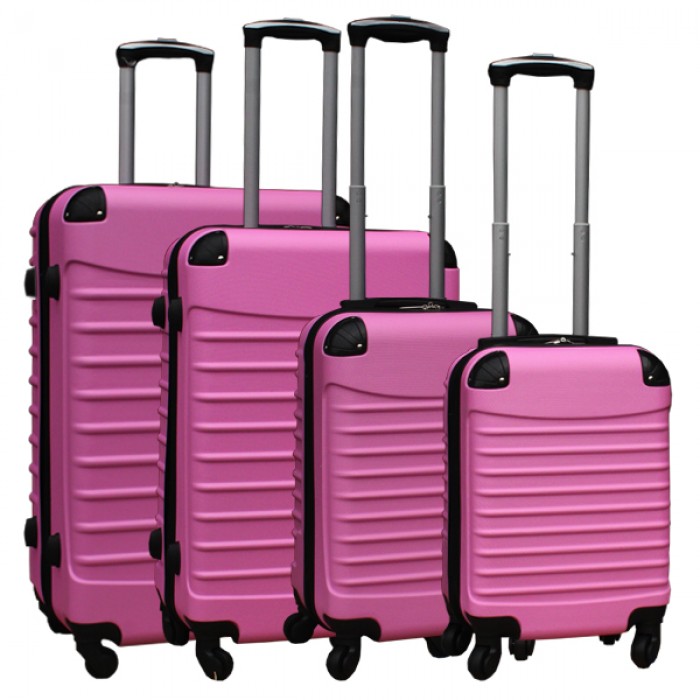 Travelerz kofferset 4 delig ABS - zwenkwielen - met cijferslot - licht roze Travelerz kofferset 4 delig ABS - zwenkwielen - met cijferslot - licht roze