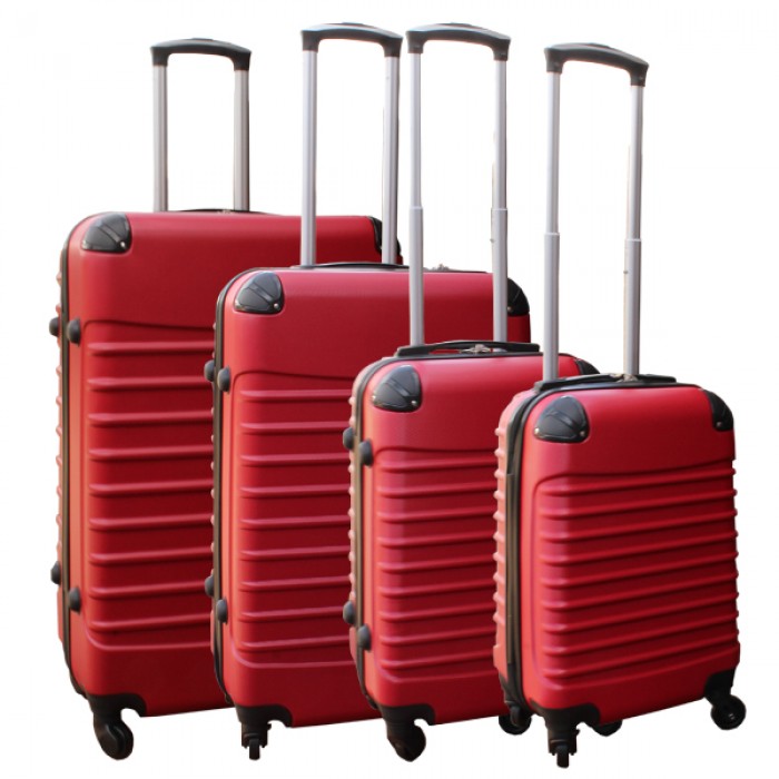 Travelerz kofferset 4 delig ABS - zwenkwielen - met cijferslot - rood Travelerz kofferset 4 delig ABS - zwenkwielen - met cijferslot - rood