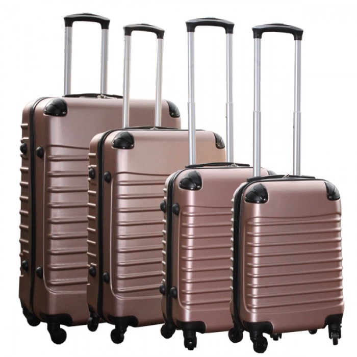 Travelerz kofferset 4 delig ABS - zwenkwielen - met cijferslot - rose goud