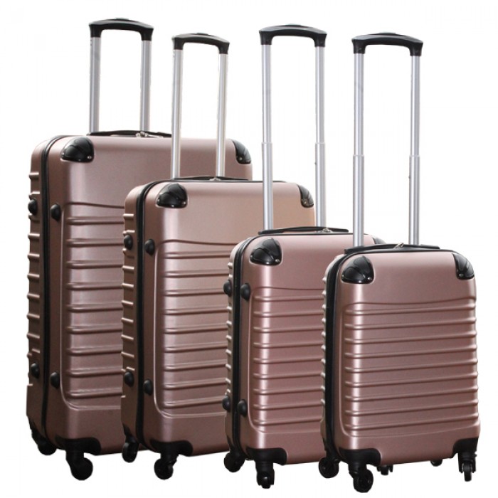 Travelerz kofferset 4 delig ABS - zwenkwielen - met cijferslot - rose goud Travelerz kofferset 4 delig ABS - zwenkwielen - met cijferslot - rose goud
