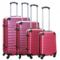 Travelerz kofferset 4 delig ABS - zwenkwielen - met cijferslot - roze