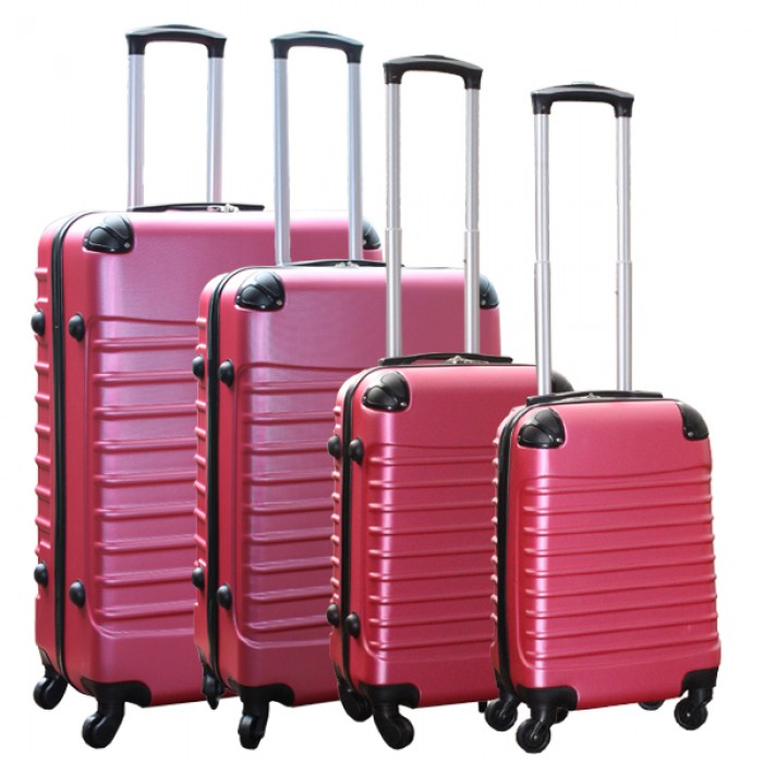 Travelerz kofferset 4 delig ABS - zwenkwielen - met cijferslot - roze Travelerz kofferset 4 delig ABS - zwenkwielen - met cijferslot - roze