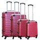 Travelerz kofferset 4 delig ABS - zwenkwielen - met cijferslot - roze Travelerz kofferset 4 delig ABS - zwenkwielen - met cijferslot - roze