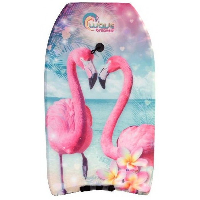 bodyboard Flamingo junior foam 83 cm lichtblauw/roze bodyboard Flamingo junior foam 83 cm lichtblauw/roze