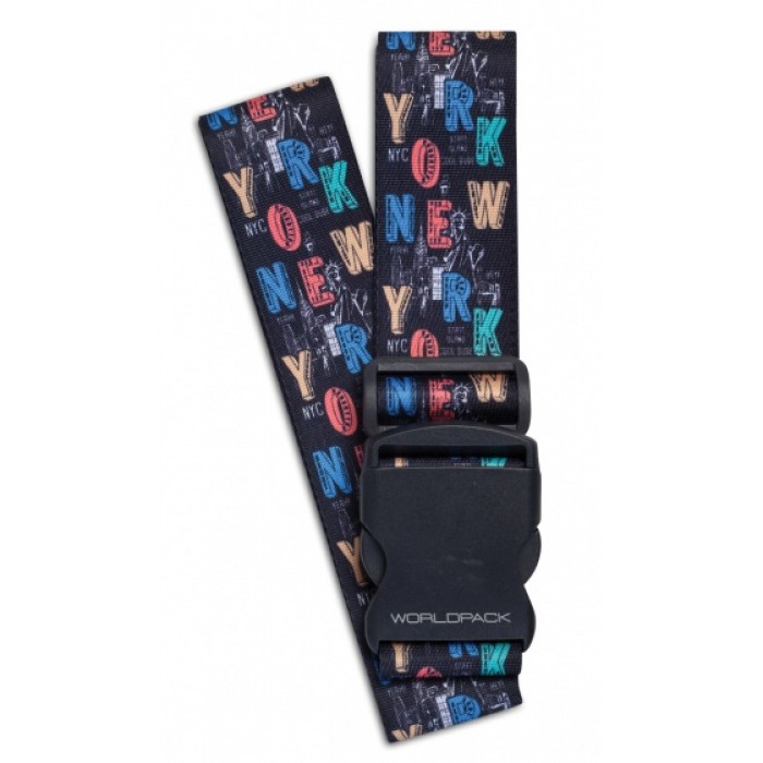 bagageriem NY City 190 x 5 cm zwart/multicolor bagageriem NY City 190 x 5 cm zwart/multicolor
