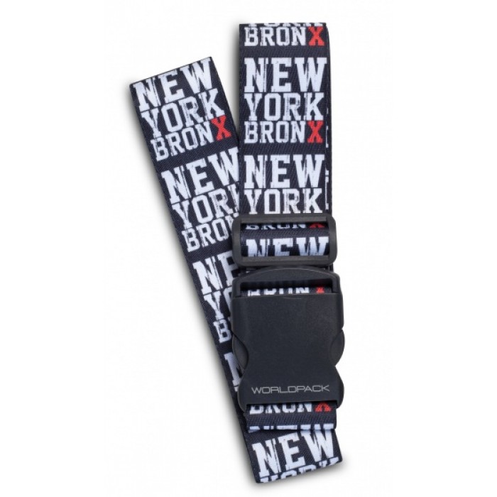 bagageriem NY Bronx 190 x 5 cm zwart/wit/rood bagageriem NY Bronx 190 x 5 cm zwart/wit/rood