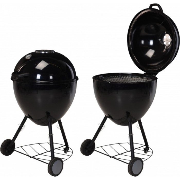 Vaggan barbecue op wielen 57 cm RVS/chroom zwart Vaggan barbecue op wielen 57 cm RVS/chroom zwart