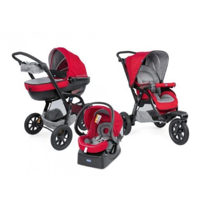Chicco kinderwagen 3-in-1 Activ3 Top polyester rood/grijs Chicco kinderwagen 3-in-1 Activ3 Top polyester rood/grijs