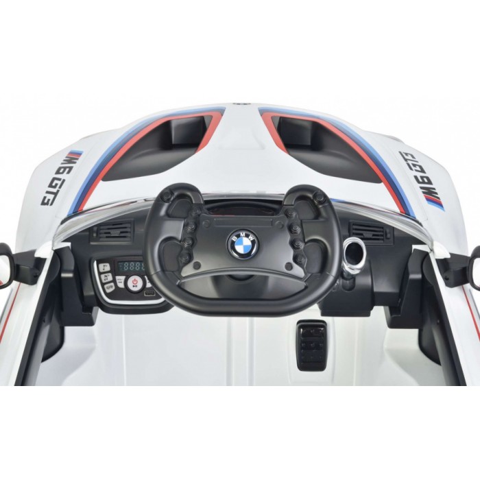BMW M6 GT3 accuvoertuig met afstandsbediening 12V wit