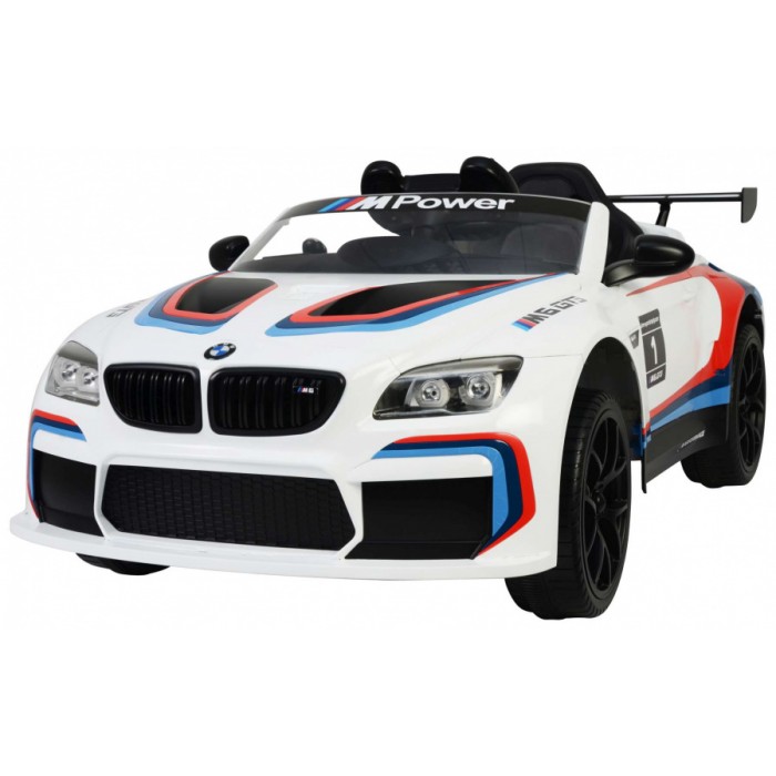 BMW M6 GT3 accuvoertuig met afstandsbediening 12V wit BMW M6 GT3 accuvoertuig met afstandsbediening 12V wit