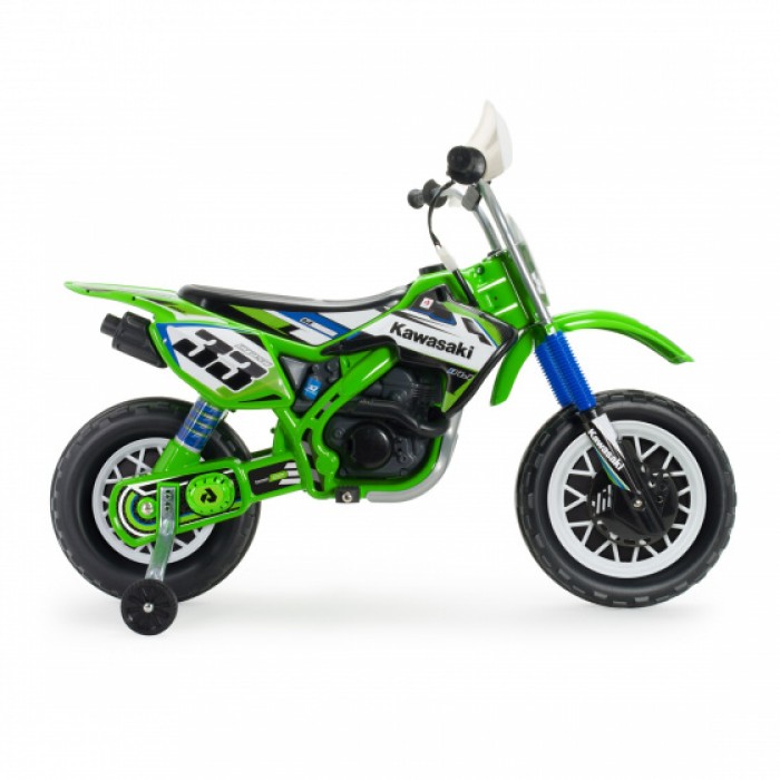 accuvoertuig motorfiets Cross Kawasaki 12 V 115 cm Groen accuvoertuig motorfiets Cross Kawasaki 12 V 115 cm Groen