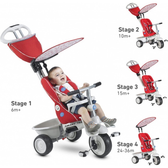 4-in-1-driewieler Recliner Junior Rood/Wit 4-in-1-driewieler Recliner Junior Rood/Wit