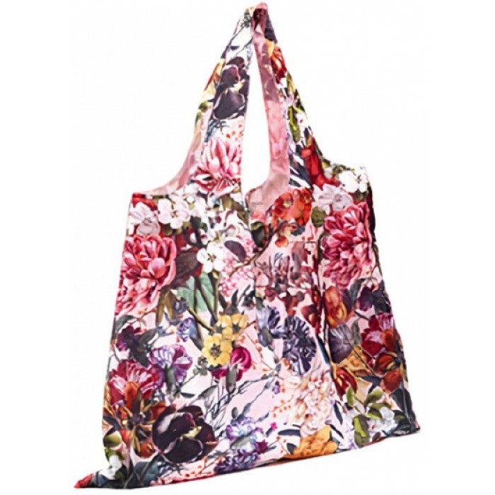 boodschappentas XL bloemen 59 x 48 cm polyester roze/rood boodschappentas XL bloemen 59 x 48 cm polyester roze/rood