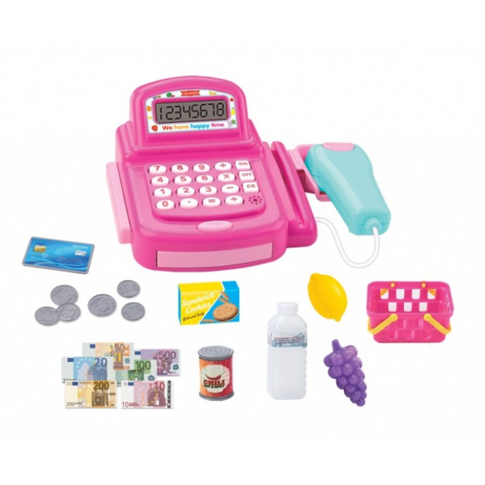 Luna speelgoedkassa Cash met scanner 41 cm roze 21-delig Luna speelgoedkassa Cash met scanner 41 cm roze 21-delig