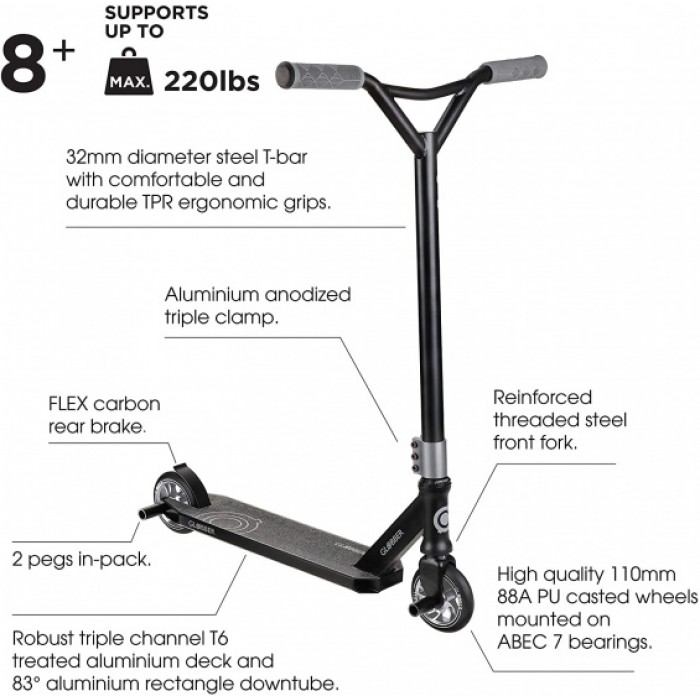 Globber GS 720 Junior Voetrem Zwart/Grijs Globber GS 720 Junior Voetrem Zwart/Grijs