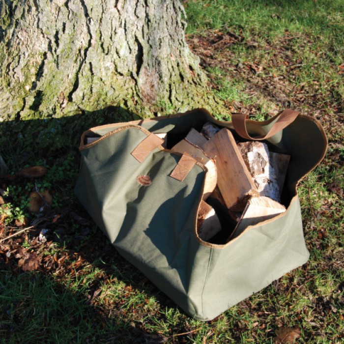haardbloktas 59 x 39,5 x 38,5 cm canvas groen haardbloktas 59 x 39,5 x 38,5 cm canvas groen