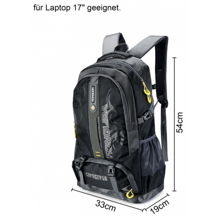 backpack 34 liter 54 x 33 x 19 cm textiel grijs/zwart backpack 34 liter 54 x 33 x 19 cm textiel grijs/zwart