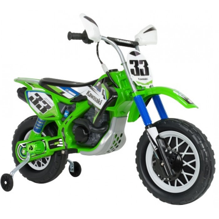 accuvoertuig motorfiets Cross Kawasaki 12 V 115 cm Groen accuvoertuig motorfiets Cross Kawasaki 12 V 115 cm Groen