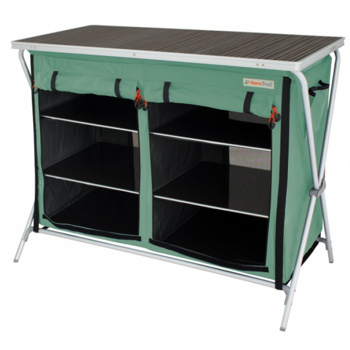 Eurotrail campingkast Brocas 110 x 52 x 90 cm aluminium groen/zwart Eurotrail campingkast Brocas 110 x 52 x 90 cm aluminium groen/zwart