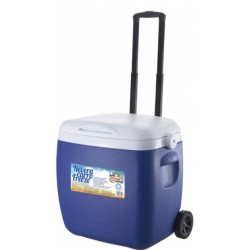 Gerimport koelbox op wielen 53 cm 18 liter blauw/wit