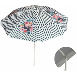 Gerimport strandparasol 200 cm nylon/aluminium wit/groen