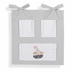 Interbaby organizer Piraat junior 61 x 58 cm katoen grijs