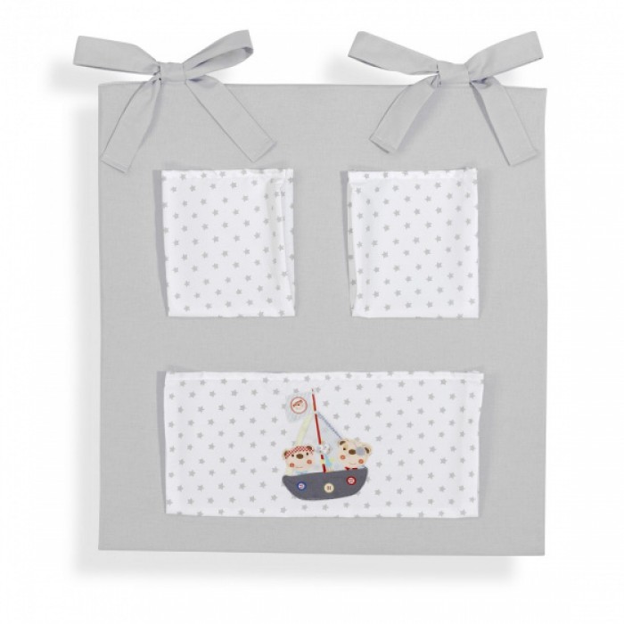 Interbaby organizer Piraat junior 61 x 58 cm katoen grijs Interbaby organizer Piraat junior 61 x 58 cm katoen grijs