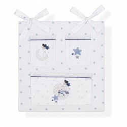 Interbaby organizer Stippen junior 61 x 58 cm katoen blauw
