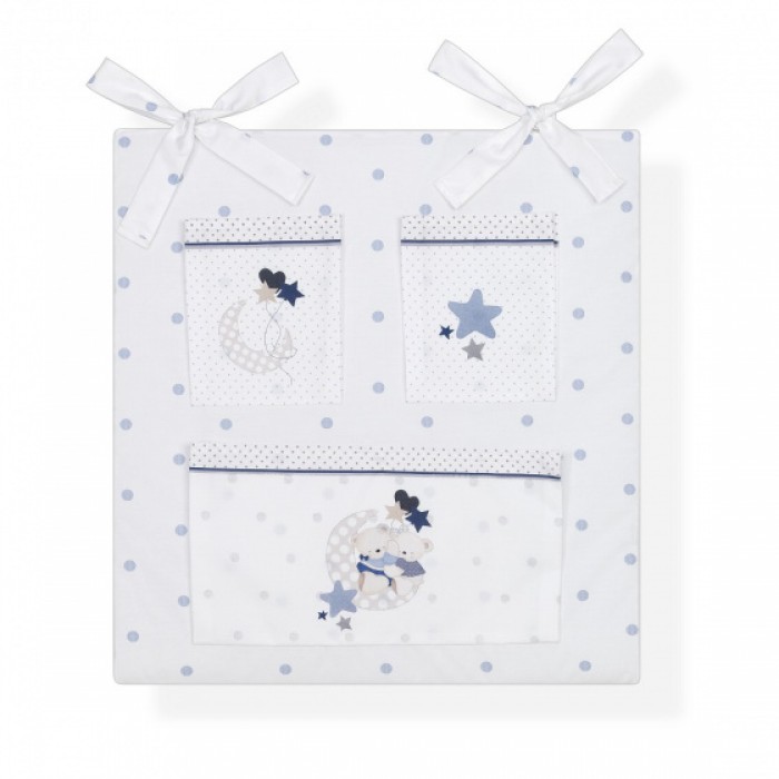 Interbaby organizer Stippen junior 61 x 58 cm katoen blauw Interbaby organizer Stippen junior 61 x 58 cm katoen blauw