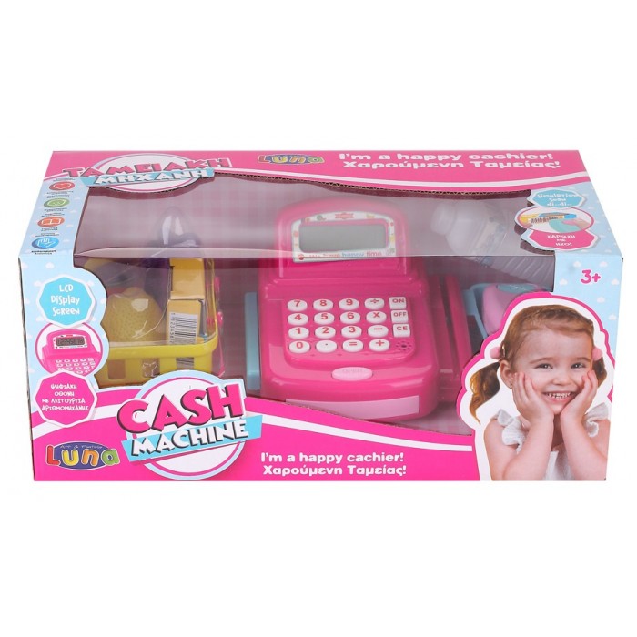 Luna speelgoedkassa Cash met scanner 41 cm roze 21-delig Luna speelgoedkassa Cash met scanner 41 cm roze 21-delig