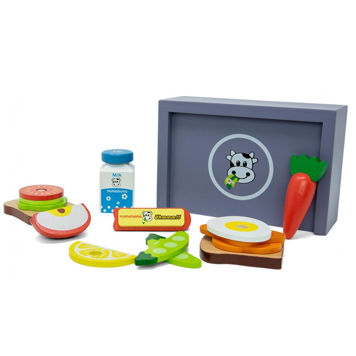 Mamamemo speelgoedeten Lunchbox junior 17,5 cm hout 16-delig