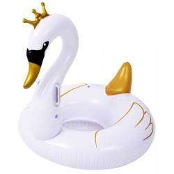 opblaasdier zwaan 115 x 45 cm PVC wit/goud