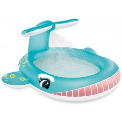 opblaaszwembad Walvis Watersproeier 196 x 201 cm blauw