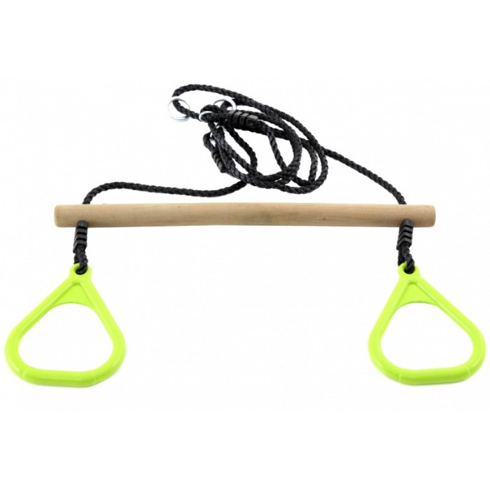 ringtrapeze hout 150 cm bruin/lime