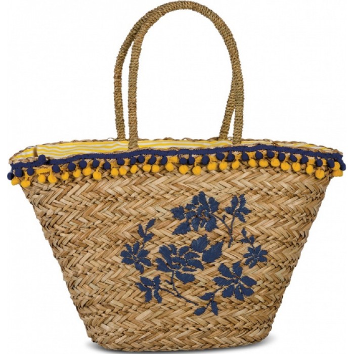 shopper Blue Flowers dames 27 liter riet lichtbruin shopper Blue Flowers dames 27 liter riet lichtbruin
