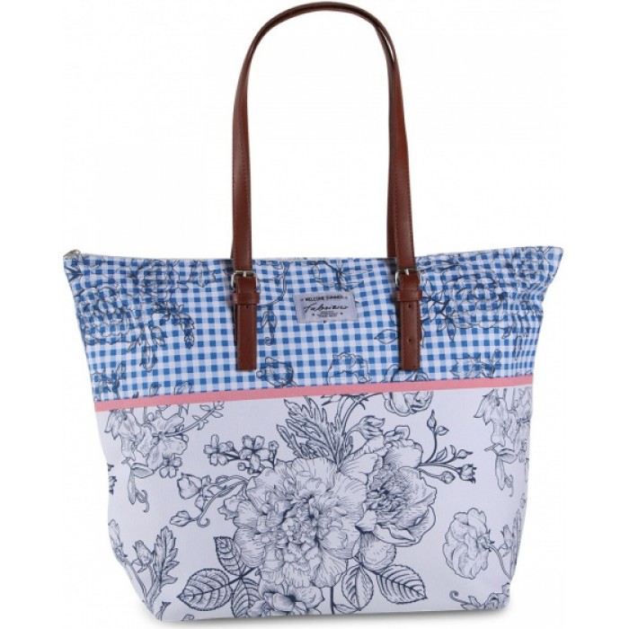 shopper dames 32 liter polyester blauw/wit shopper dames 32 liter polyester blauw/wit