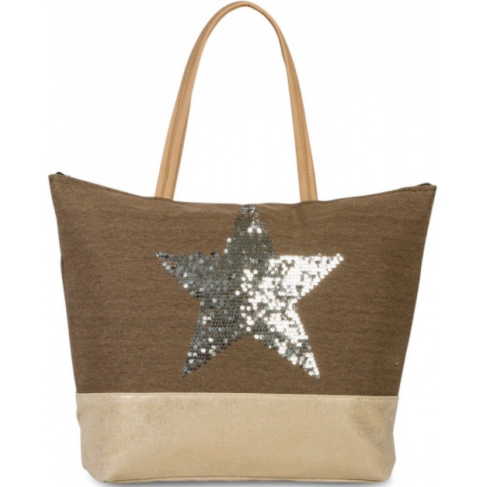 shopper Star dames 23 liter polyester donkerbruin shopper Star dames 23 liter polyester donkerbruin