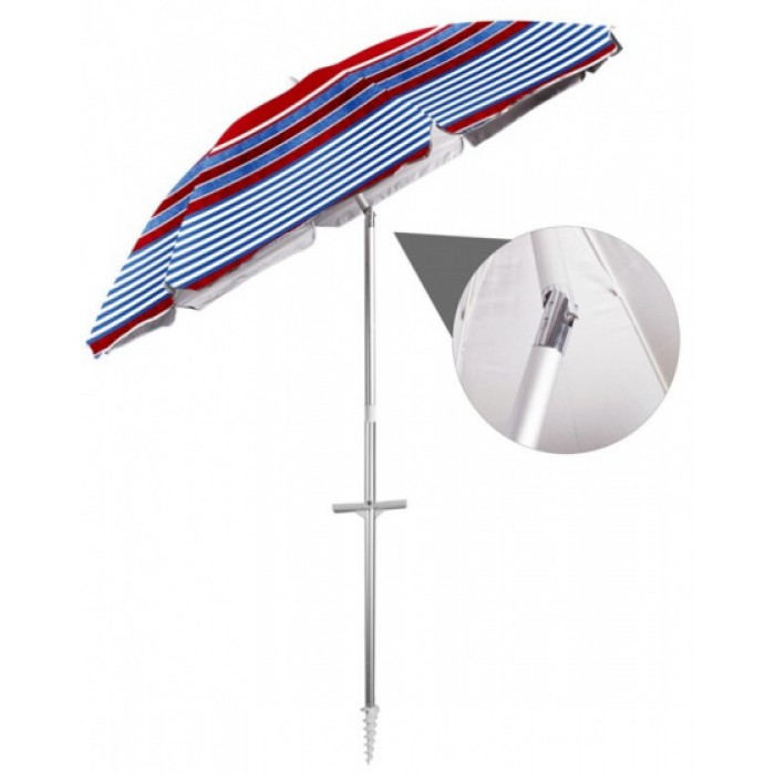 Gerimport strandparasol 200 cm polyester/aluminium blauw/rood Gerimport strandparasol 200 cm polyester/aluminium blauw/rood