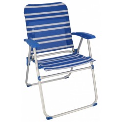 Gerimport strandstoel 66 x 57 cm aluminium/textiel blauw/wit