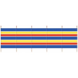 Yello windscherm 120 x 371 cm hout/polyester blauw/geel/rood