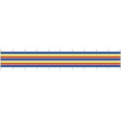 Yello windscherm 150 x 610 cm hout/polyester blauw/geel/rood