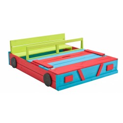 zandbak Auto 120 x 100 cm hout blauw/groen/rood
